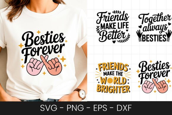 Besties Forever Friendship Quote SVG PNG for Graphics and Crafts