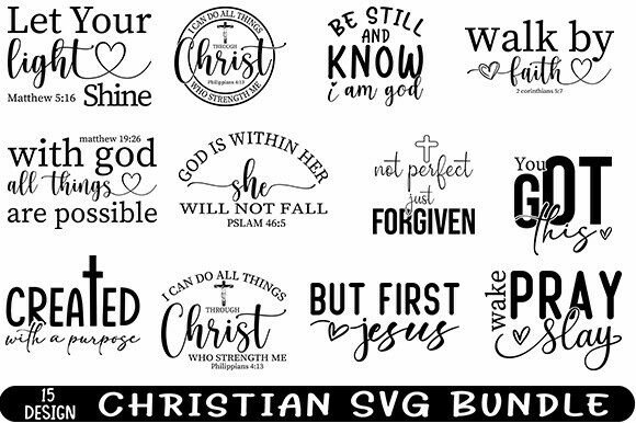 Christian SVG Bundle: Faith Quote Graphics for Crafts