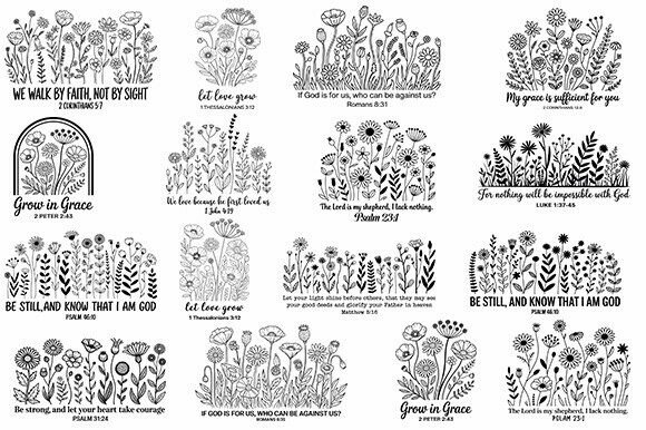Creative Christian Floral Quote SVG Bundle for Graphics & Crafts
